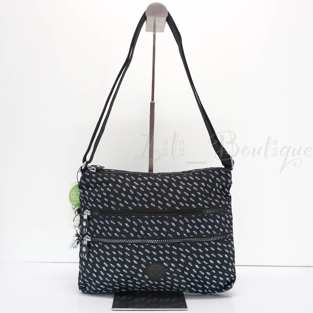 Nwt Kipling Hb6141 Alvar Crossbody Bag Double Zip Polyester Ultimate Dots $104